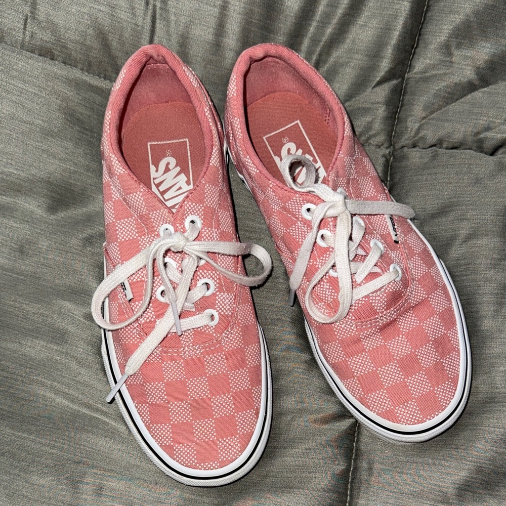 Vans Pink Checkerboard Canvas Lace-Up Sneakers